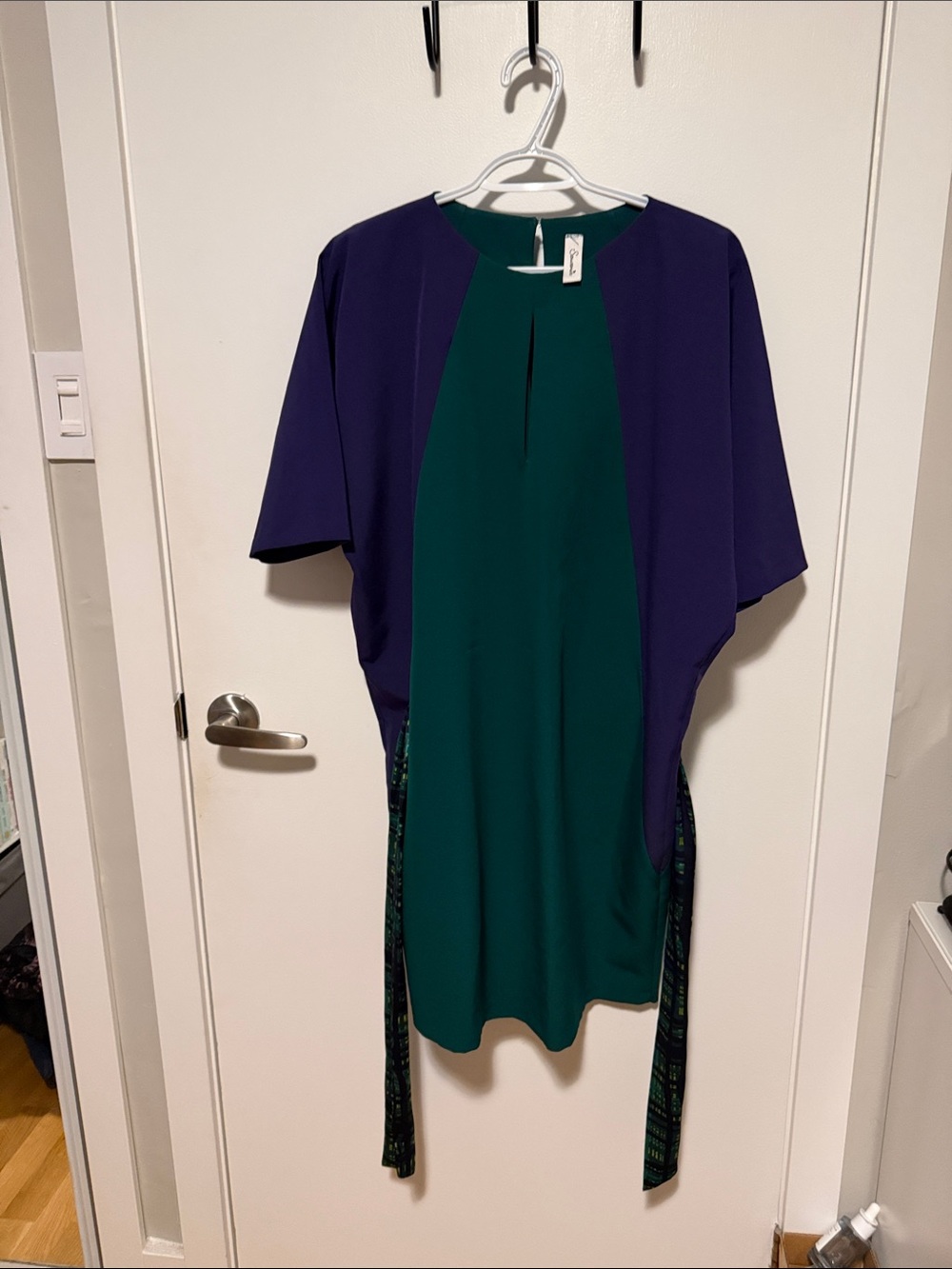 Souvenir Brand Colorblock Short Sleeve Tunic dress - Purple & Teal